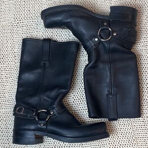 Frye Black Leather Moto Boots